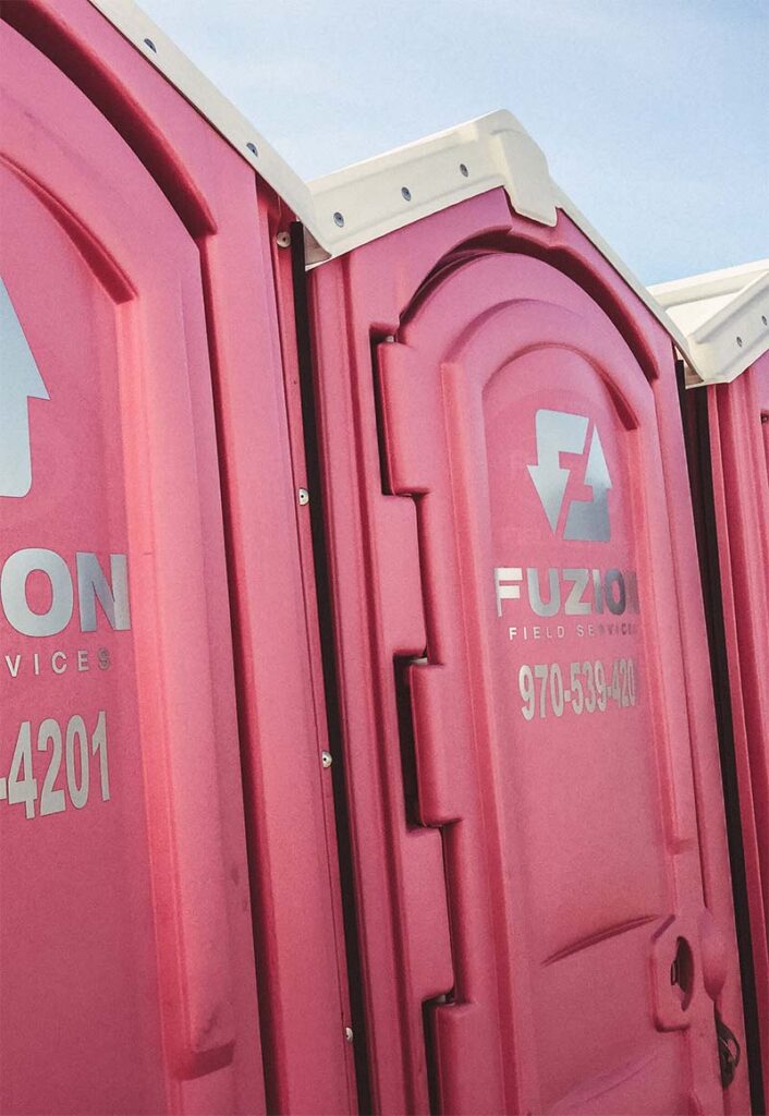 Fuzion's pink portable toilets.